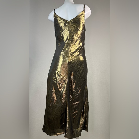 Express Metallic V-Neck Downtown Cami Midi Slip Dress - Picture 5 of 8